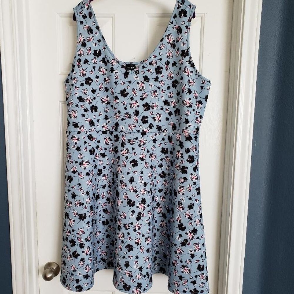 Torrid Size 3 Light Blue Floral Skater Dress